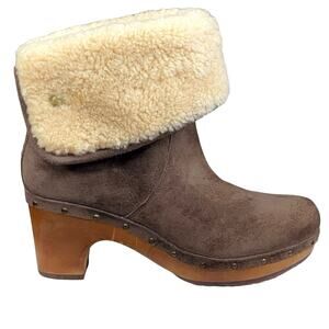 UGG Women’s Lynnea Brown Suede Shearling Cuff Ankle Boot Size US 7